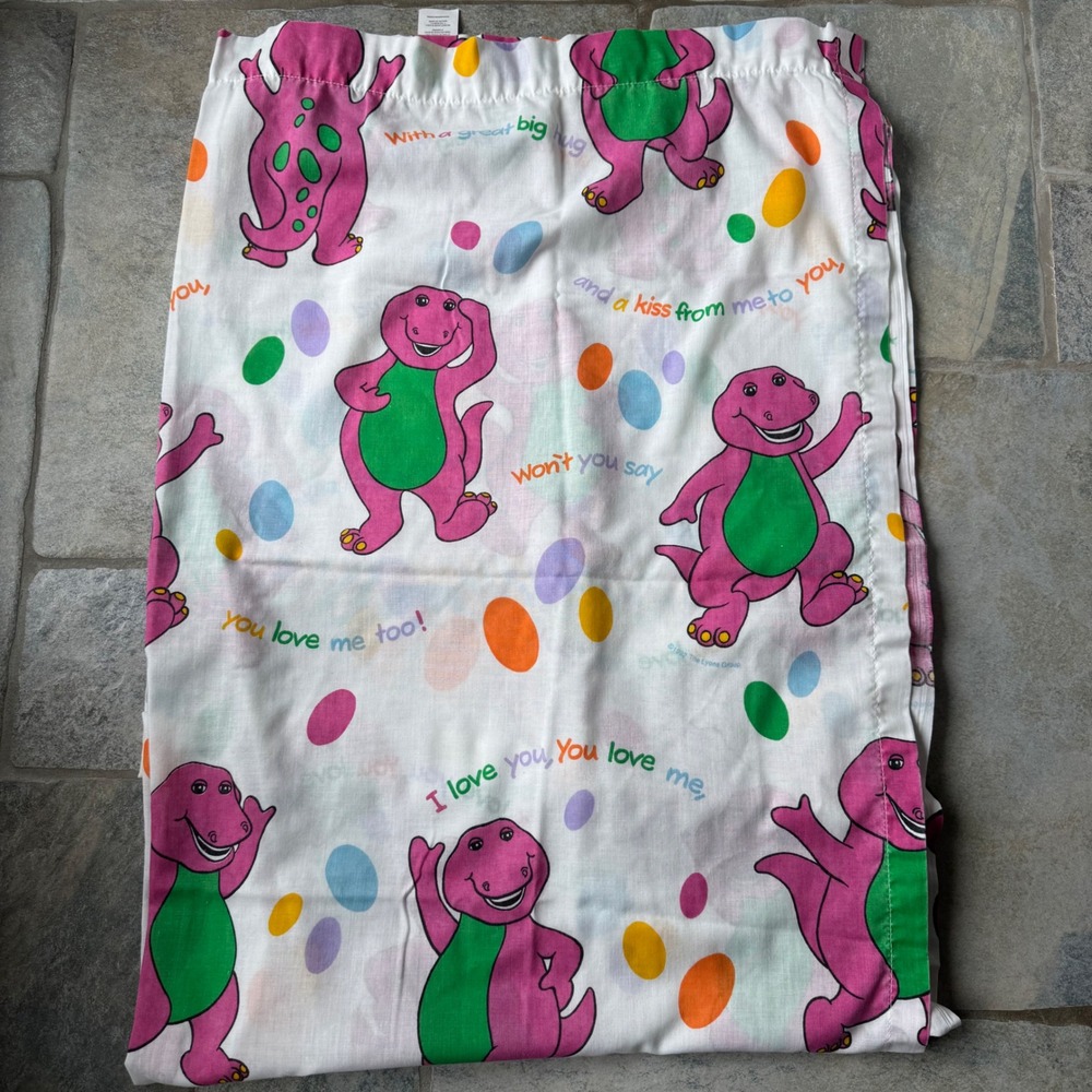 Vintage‎ 90s Barney Curtain Panel 41x64" I Love You Song Rare Print